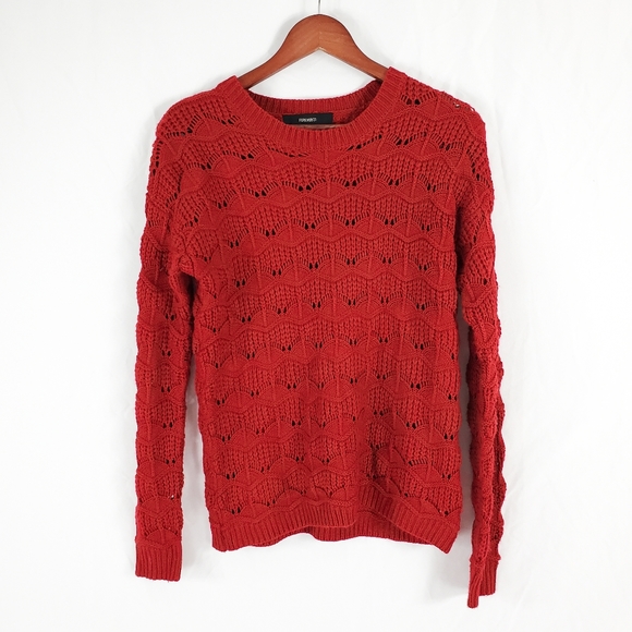 Forever 21 Red Crew Neck Open Weave Sweater - Picture 6 of 10